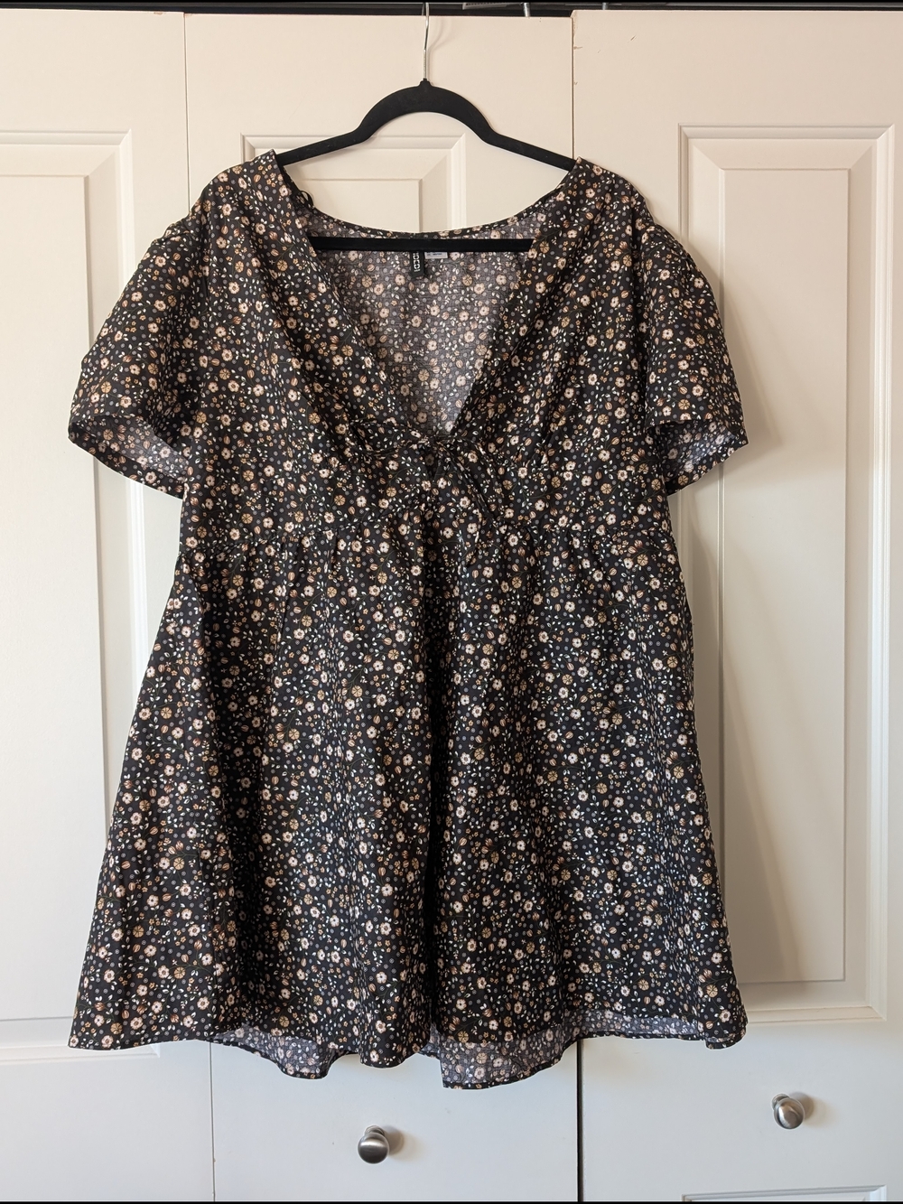 Black Floral Babydoll Dress